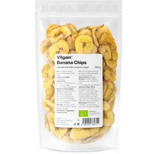 Vilgain Bananové chipsy – slazené kokosovým cukrem 120 g