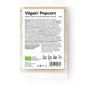 Vilgain Popcorn do mikrovlnky BIO – solený ze žluté kukuřice 90 g